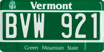 VT license plate BVW921