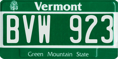 VT license plate BVW923