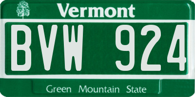 VT license plate BVW924