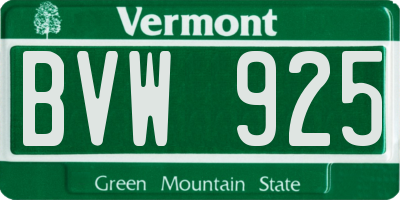 VT license plate BVW925
