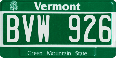 VT license plate BVW926