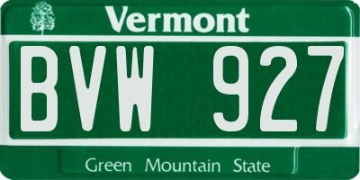VT license plate BVW927