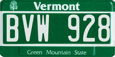 VT license plate BVW928