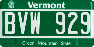 VT license plate BVW929