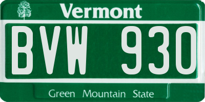 VT license plate BVW930