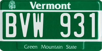 VT license plate BVW931
