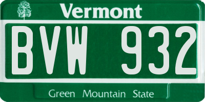VT license plate BVW932
