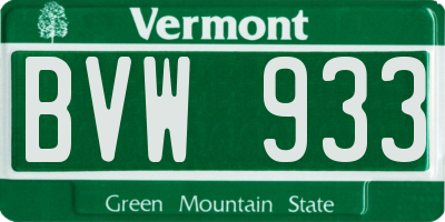 VT license plate BVW933