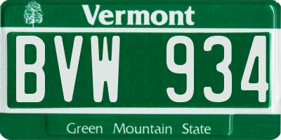 VT license plate BVW934