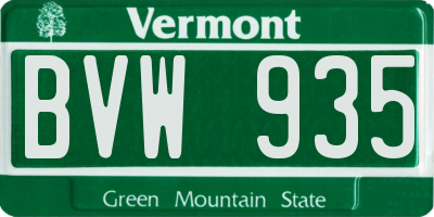 VT license plate BVW935