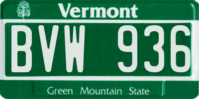 VT license plate BVW936