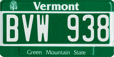 VT license plate BVW938