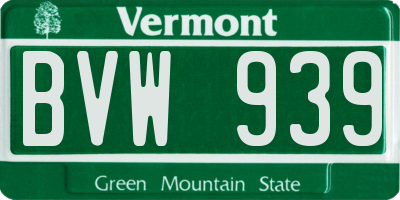 VT license plate BVW939