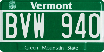 VT license plate BVW940