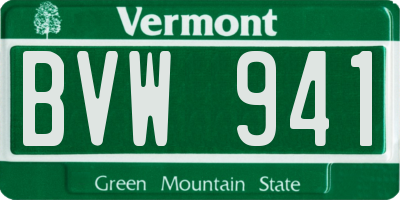 VT license plate BVW941