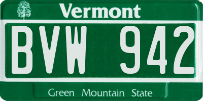 VT license plate BVW942