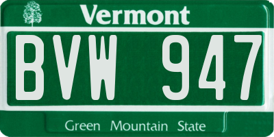VT license plate BVW947