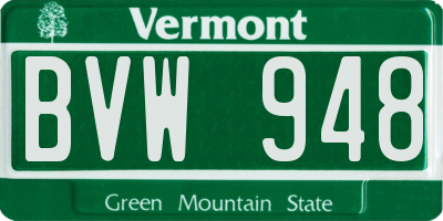 VT license plate BVW948