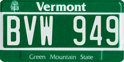 VT license plate BVW949