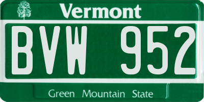 VT license plate BVW952