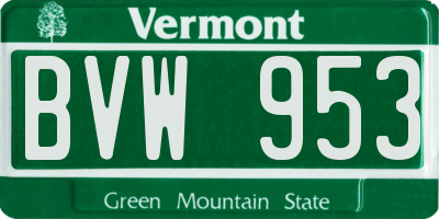 VT license plate BVW953