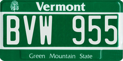 VT license plate BVW955