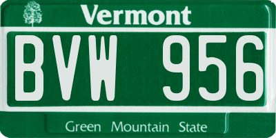 VT license plate BVW956