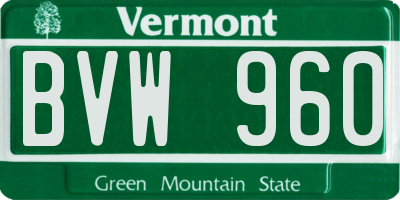 VT license plate BVW960
