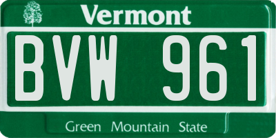 VT license plate BVW961