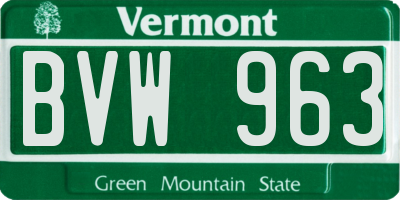 VT license plate BVW963