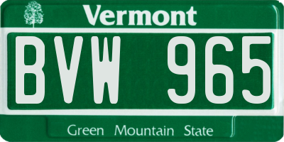 VT license plate BVW965