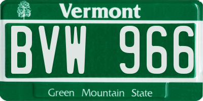 VT license plate BVW966