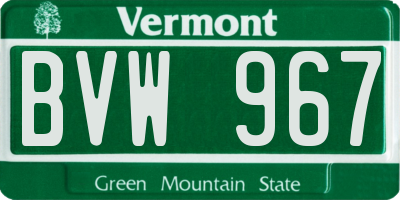 VT license plate BVW967