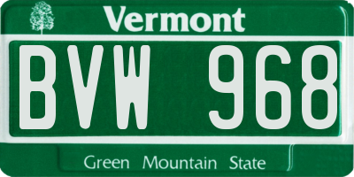 VT license plate BVW968