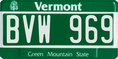 VT license plate BVW969
