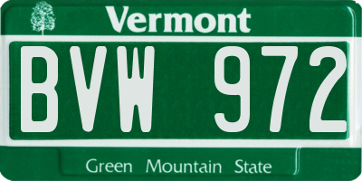VT license plate BVW972