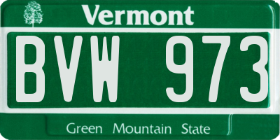 VT license plate BVW973