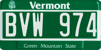 VT license plate BVW974