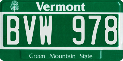 VT license plate BVW978
