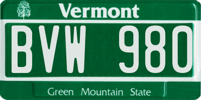 VT license plate BVW980