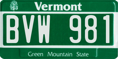 VT license plate BVW981