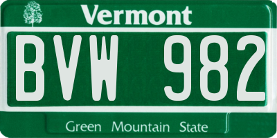 VT license plate BVW982