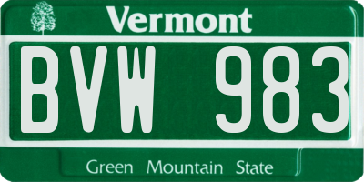 VT license plate BVW983