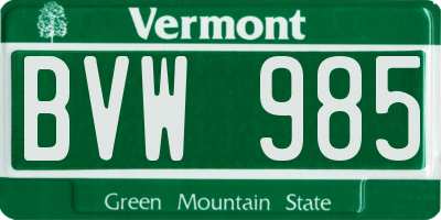 VT license plate BVW985