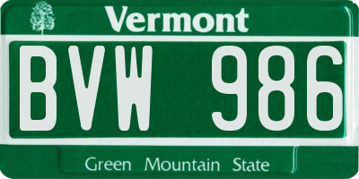 VT license plate BVW986