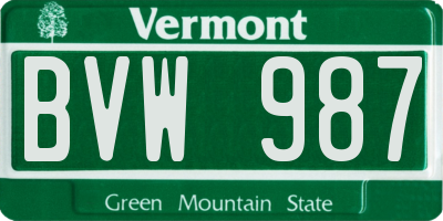 VT license plate BVW987