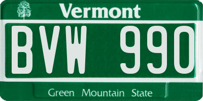 VT license plate BVW990