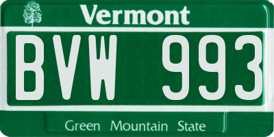 VT license plate BVW993