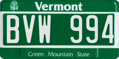 VT license plate BVW994