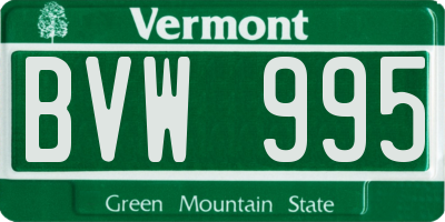 VT license plate BVW995